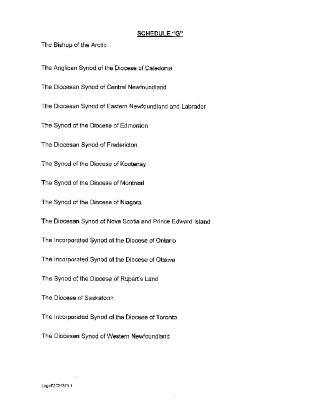 Schedule G, Anglican releasees