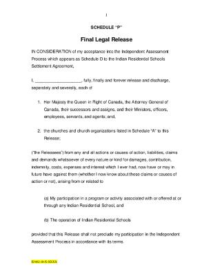 Schedule P, IAP full and final release (part 1 of 2)