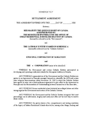 Schedule 0-3, the Caholic enities church agreement