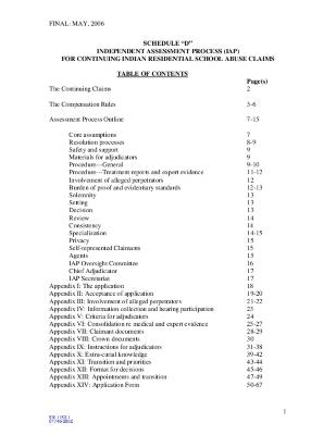 Schedule D independent assessment process