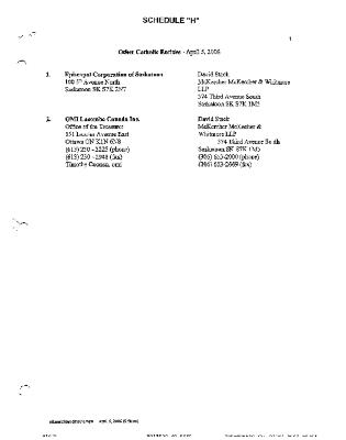 Schedule H, Catholic releasees