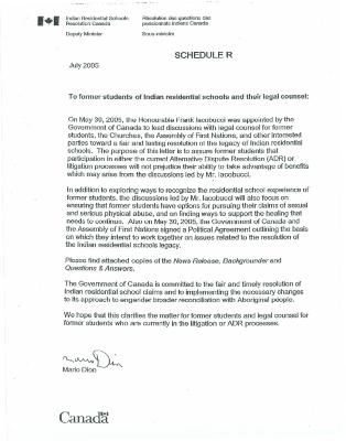 Schedule R, no prejudice commitment letter