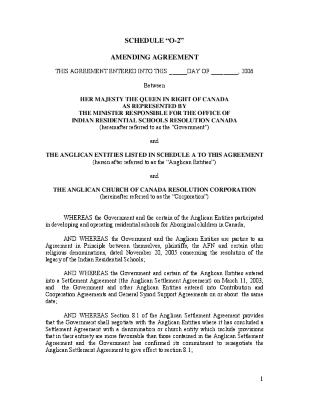 Schedule 0-2, the Anglican entities agreement
