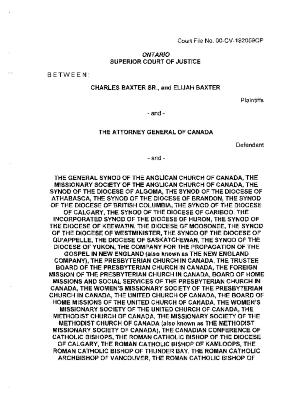 Factum of Attorney General of Canada: application for approval of agreement respecting the legal fees of the Merchant Law Group (part 1 of 3)
