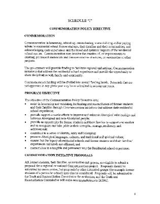 Schedule J, commemoration policy directive