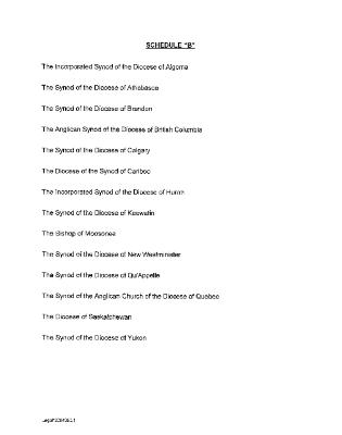 Schedule B dioceses of the Anglican Church