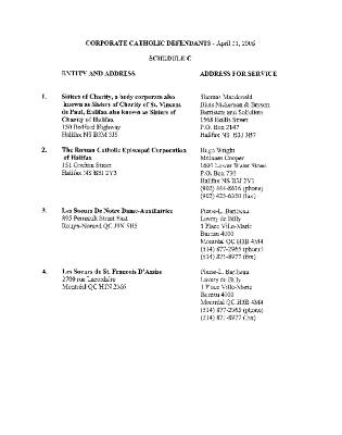 Schedule C Roman Catholic entities