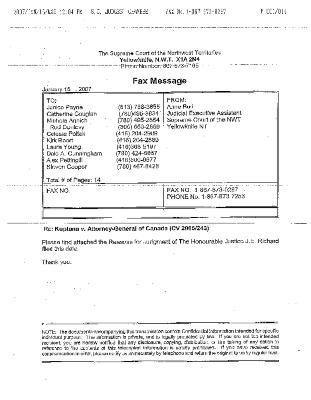 Court judgements for the Northwest Territories