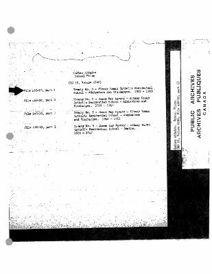 Albany Roman Catholic Residential School admissions and discharges (part 1 of 3)