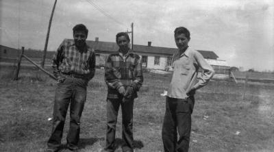 Photograph of Ignatius Kanasame, Bruce McConker, and Bernard Petathagoose