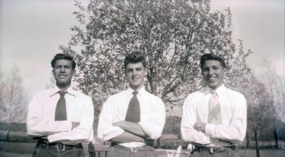 Photograph of Harvey Ermatinger, Tim McGrath, and Bon Abel