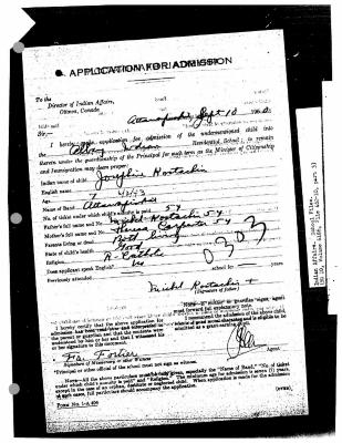 Albany Roman Catholic Residential School admissions and discharges