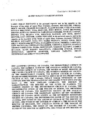 Signed orders, Nunavut, certification and settlement approval (part 1 of 12)