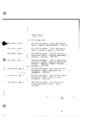 Fort William Agency Indian Residential School general administration files