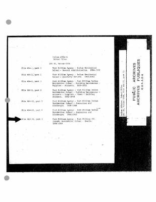 Fort William Agency reisdential school deaths