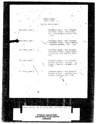 Fort Alexander Residential School quarterly returns (part 1 of 4)