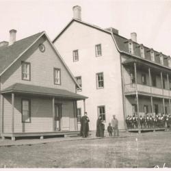 Photographs of buildings and people in Hobbema