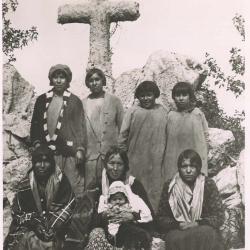 Photographs of students, staff, clergy, and community members in Hobbema