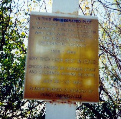 Photograph of a plaque in Elkhorn cemetery