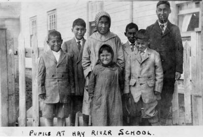 Photograph of pupils at the Hay River School, one year later