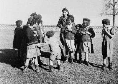 Photograph of students playing outside
