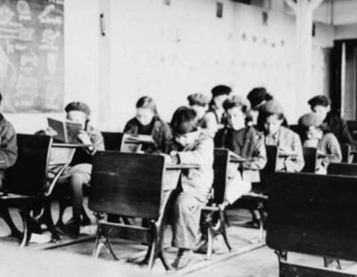 Photograph of students at their desks