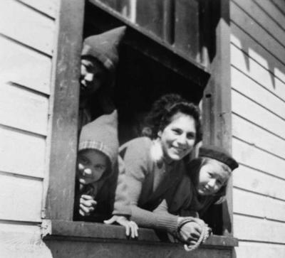 Photograph of students in the window