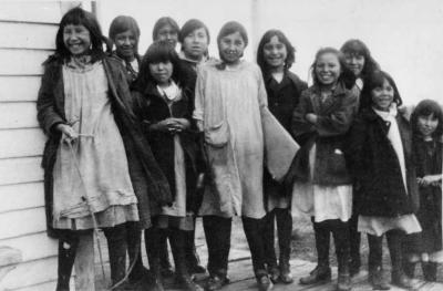 Photograph of girls in the school yard