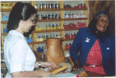 Photographs of two women in a store