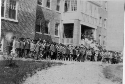 Photograph of all the students at St. Michael's Residential School