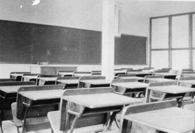 Photograph of a classroom at Shingwauk Residential School