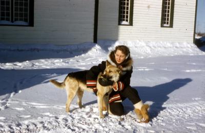 Photographs of students and buildings in Moose Factory