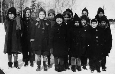 Photograph of students out in the snow