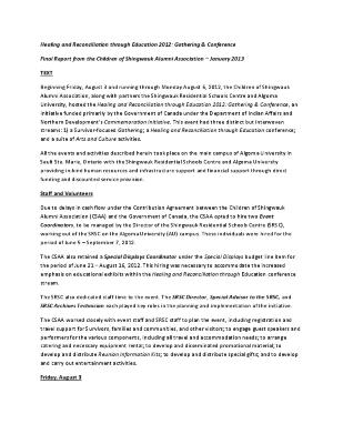 Final report and budget