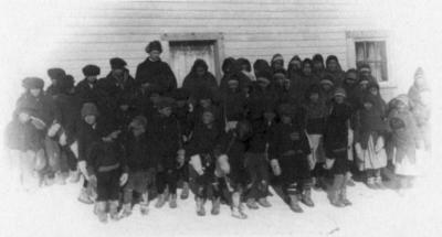 Photograph of students and staff outside