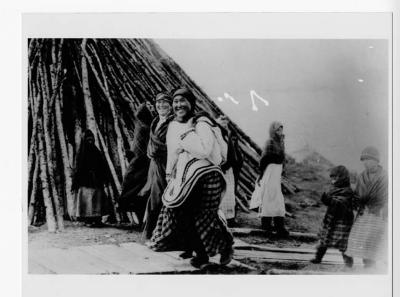 Photograph of women and children outside at Fort Albany