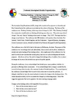 Thinking drinking : achieving cultural change by 2020