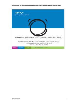 Substance use and abuse issues among Inuit in Canada