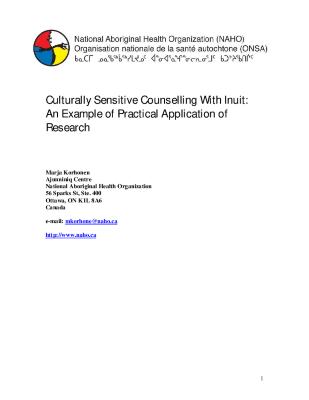 Culturally sensitive counselling with Inuit : an example of practical application of research