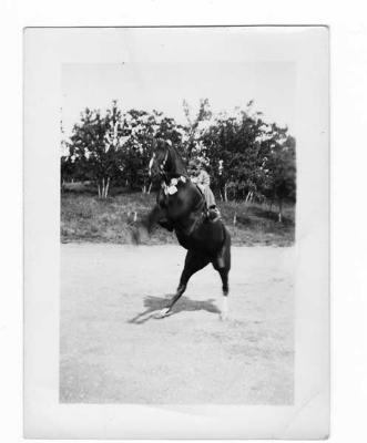 Photograph of Orval Osborne on his house Stella