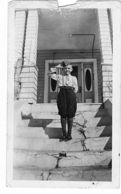 Photograph of Orval Osborn on stairs at Round Lake