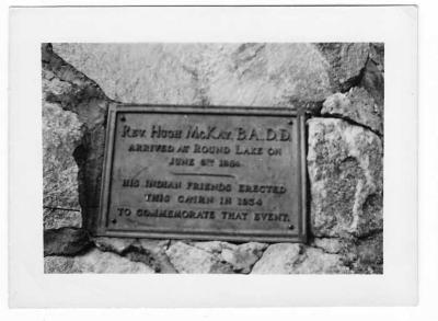 Photograph of a plaque at Round Lake