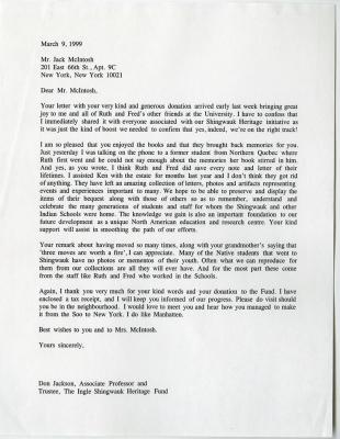 Letter to Jock McIntosh from Don Jackson