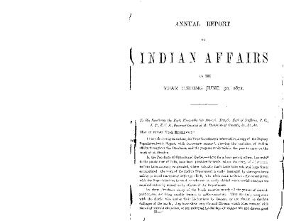 Annual report on Indian Affairs for the year ending June 30 1872