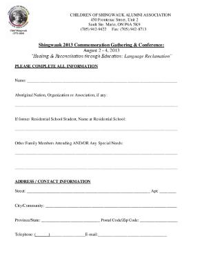 Resgistration forms and list of registered attendees