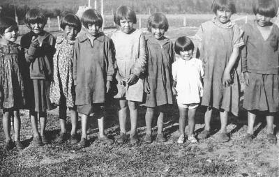 Photograph of Francis Hoff, Beatrice, Lorraine, Katherine, Kitty, Dorothy Saylors, Wee Rita Williams, Elizabeth, and Edith