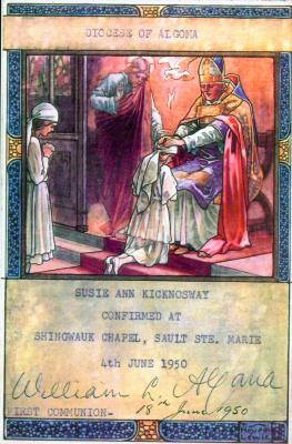 Susie Kicknosway's certificate of confirmation