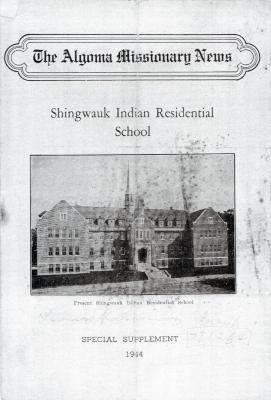 Front page of Algoma Missionary News featuring Shingwauk Indian Residential
      School