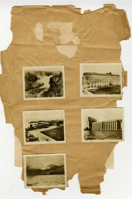 Letters and photographs on a scrapbook page