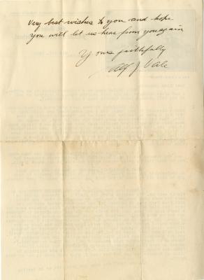 Letter to Jane Simpson from Rev. A.J. Vale
